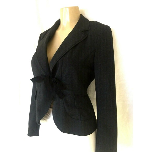 Alain Manoukian Jacket Blazer Gray Tie Notch Lapel - Picture 2 of 5